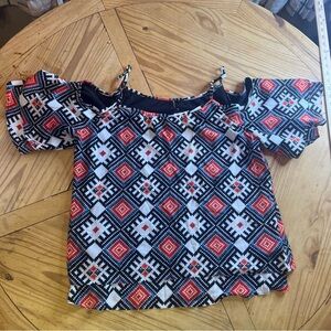 HeartSoul Geometric Black and Red Blouse